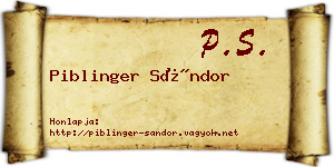 Piblinger Sándor névjegykártya